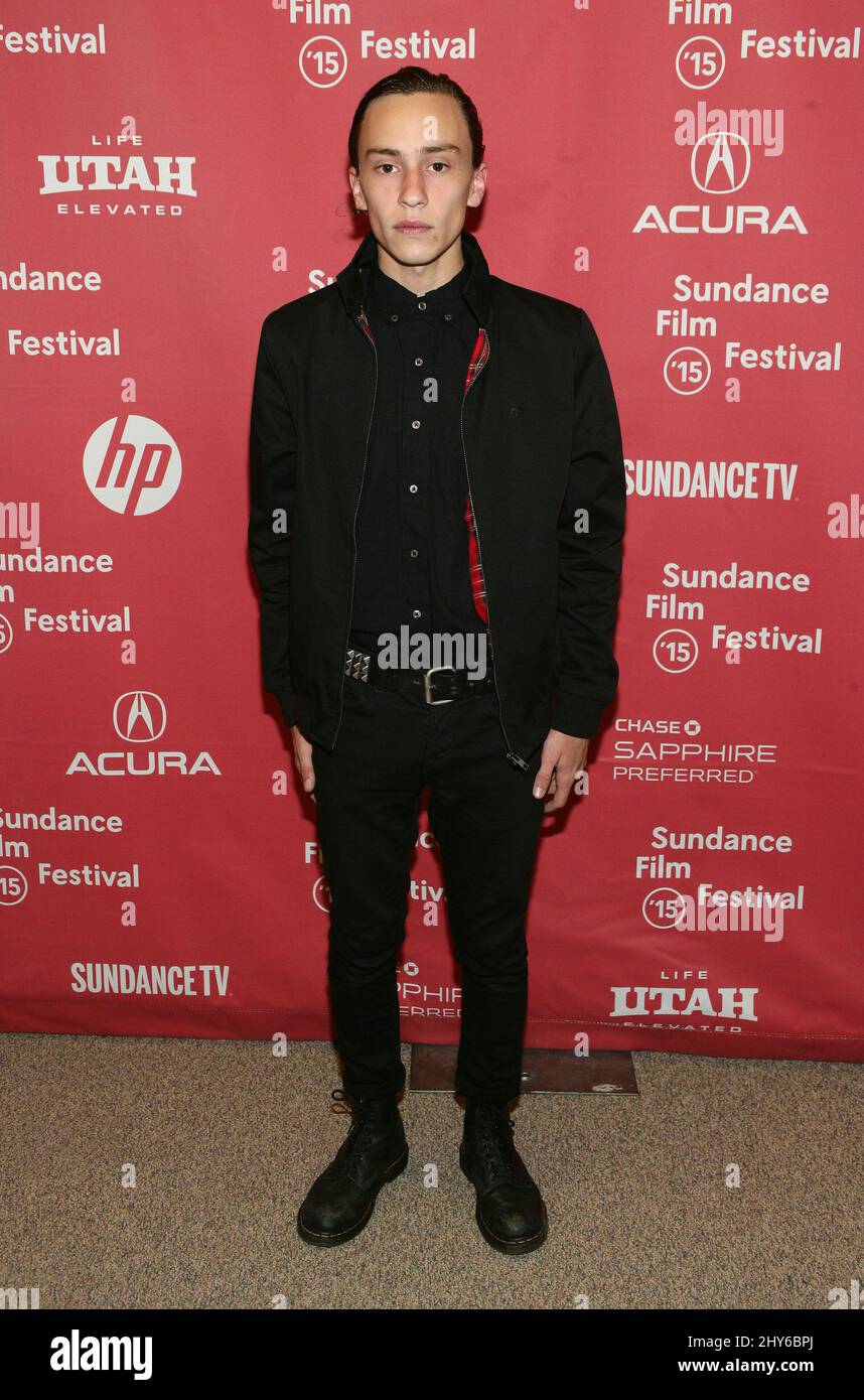 Keir Gilchrist attending the 2015 Sundance Film Festival Premiere of THE STANFORD PRISON EXPERIMENT held at the Eccles Theatre Stock Photo