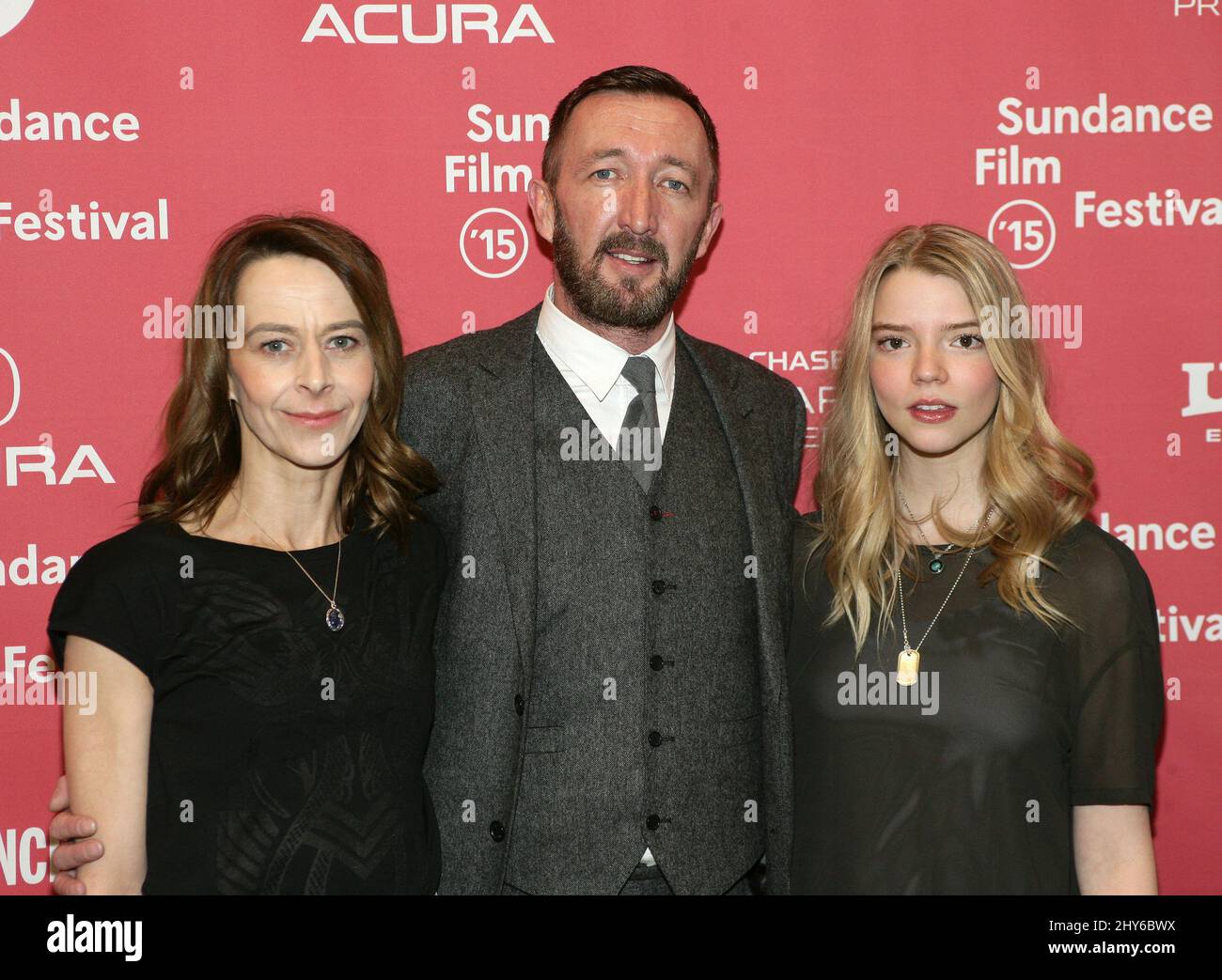 Kate Dickie, Ralph Ineson and Anya Taylor Joy attending the premiere of The Witch at the 2015 Sundance Film Festival in Park City, Utah. Stock Photo