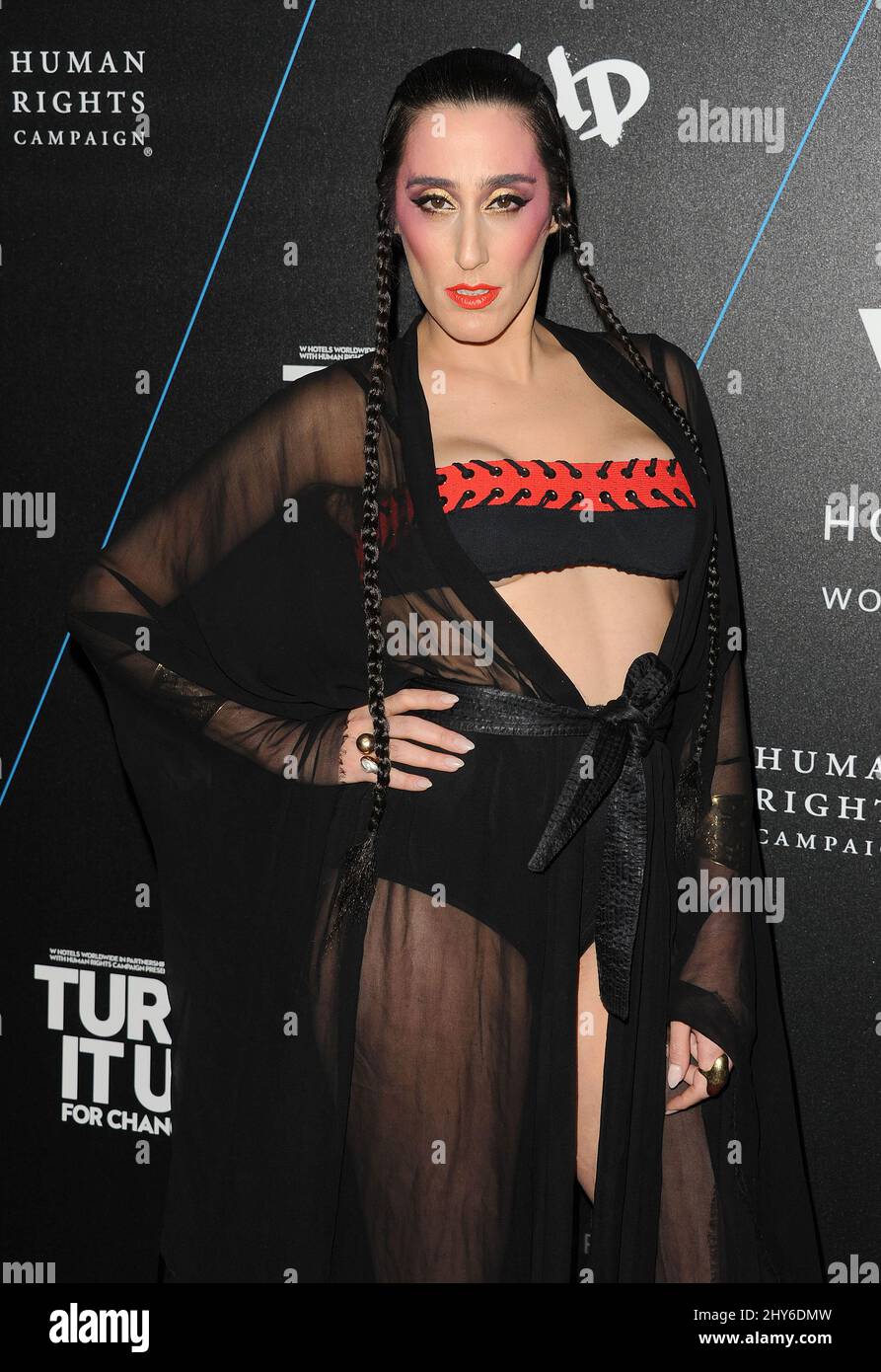 Ladyfag attends the W Hotels Turn It Up For Change Ball to Benefit Human Rights Campaign at W Hollywood, February 5, 2015. Los Angeles, Ca. Stock Photo
