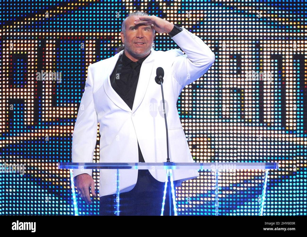 **FILE PHOTO** Scott Hall Has Passed Away After Being Taken Off Life Support. New Orleans, La-April 5 : WWE Hall of Fame inducteeScott 'Razor Ramon' Hall attends the 2014 WWE Hall of Fame induction ceremony at the Smoothie King Center on April 5, 2014 in New Orleans. Credit: Napolitano/MediaPunch Stock Photo