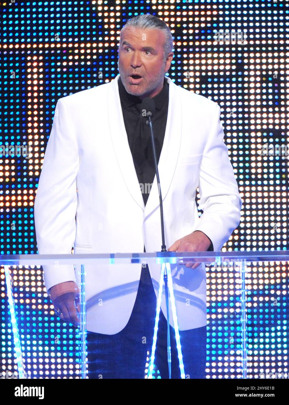 **FILE PHOTO** Scott Hall Has Passed Away After Being Taken Off Life Support. New Orleans, La-April 5 : WWE Hall of Fame inducteeScott 'Razor Ramon' Hall attends the 2014 WWE Hall of Fame induction ceremony at the Smoothie King Center on April 5, 2014 in New Orleans. Credit: Napolitano/MediaPunch Stock Photo