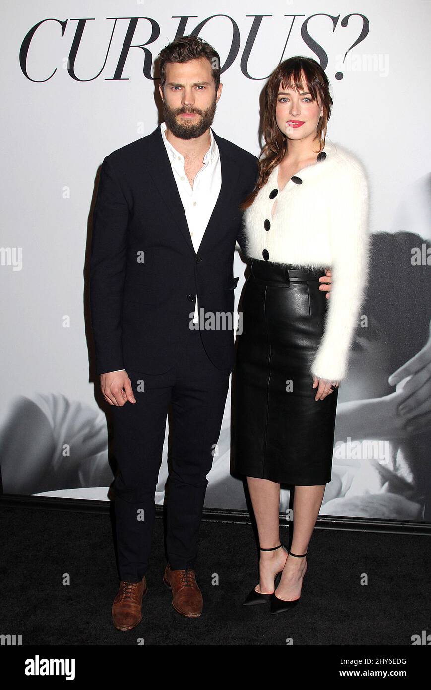 Jamie Dornan and Dakota Johnson attending the premiere of Fifty Shades of Grey in New York. Stock Photo