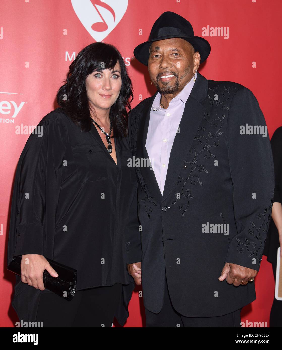 Aaron Neville and Sarah Friedman attending the 2015 MusiCares Person of the Year Gala honoring Bob Dylan, at the Los Angeles Convention Center in Los Angeles, California. Stock Photo