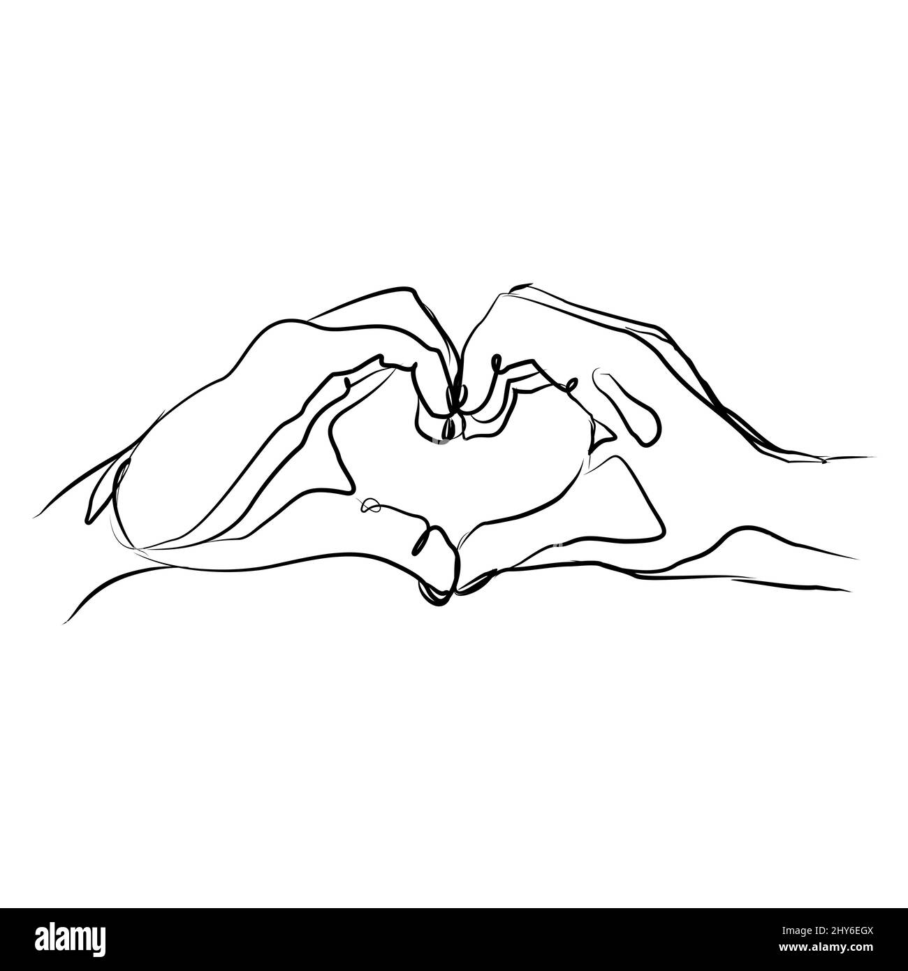 vector illustration of a finger forming a heart symbol. hand drawn ...