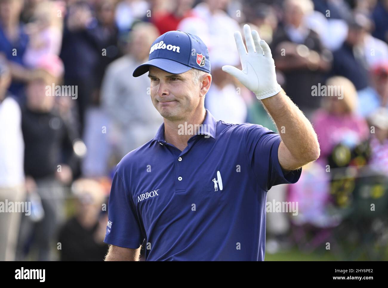 Ponte Vedra Beach, United States. 14th Mar, 2022. Kevin Streelman reacts after his tee shot on the 17th hole in the final round of the 2022 Players PGA Championship on the Stadium Course at TPC Sawgrass in Ponte Vedra Beach, Florida on Monday, March 14, 2022. Cameron Smith of Australia won the championship with a score of 13 under par. Photo by Joe Marino/UPI Credit: UPI/Alamy Live News Stock Photo