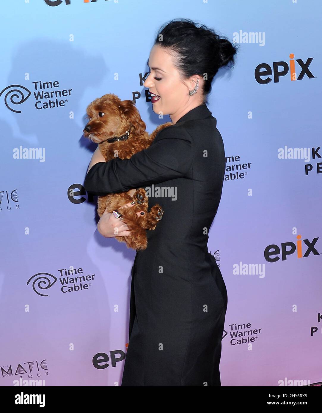 Katy Perry, Her Dog Butters Attending The Prismatic World Tour Premiere