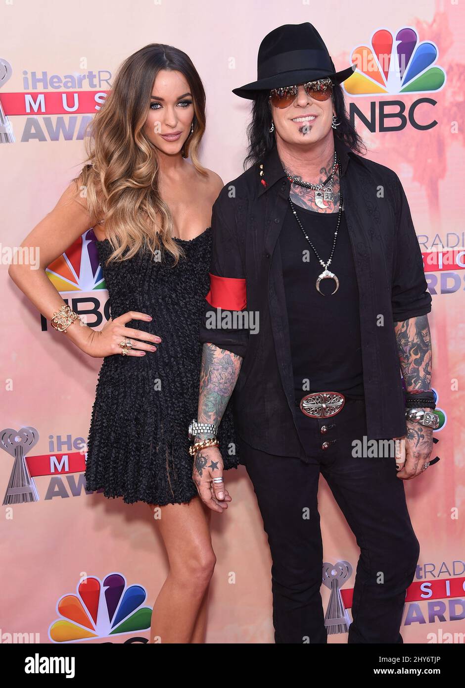 Nikki Sixx And Courtney Bingham Sixx Arriving At The 2015 Iheartradio Music Awards Held At The