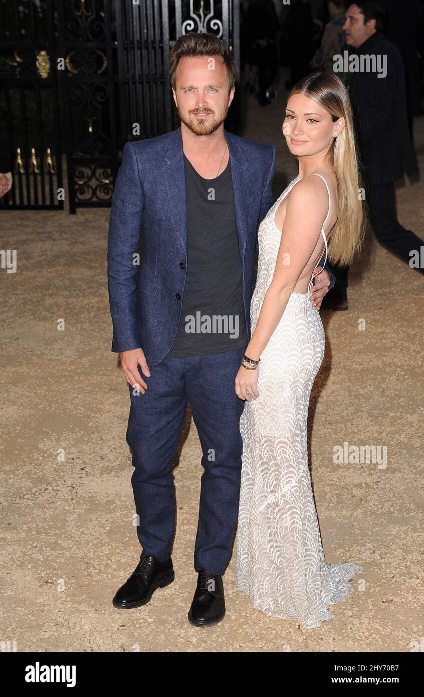 Aaron Paul, Lauren Parsekian attends the Burberry 'London In Los Angeles' Event held at Griffith Observatory April 16, 2015 Los Angeles, Ca. Stock Photo