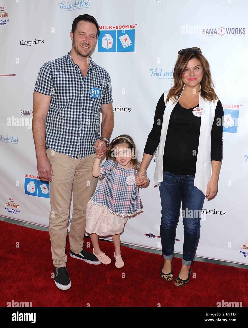 Brady Smith, Tiffani Thiessen, daughter Harper Renn Smith attending the ...