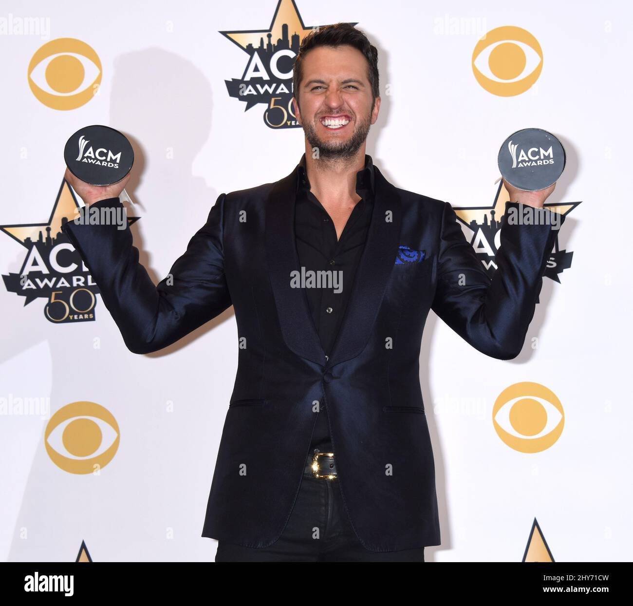 Luke Bryan in the press room at the 50th Academy of Country Music