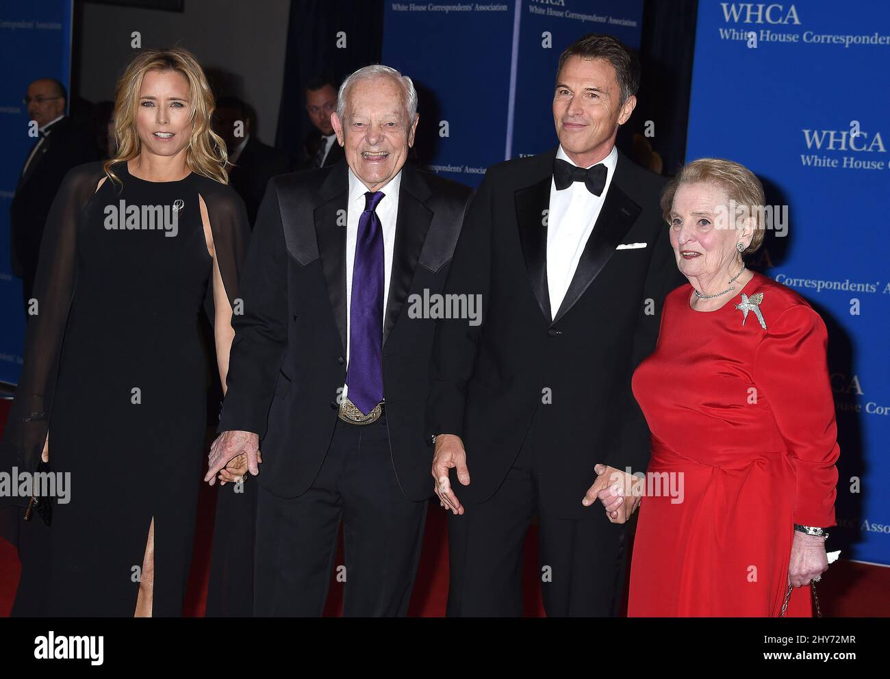Tea Leoni, Bob Woodard, Tim Daly & Madeline Albright attends the White House Correspondents Association Dinner 2015 held at the Hilton Hotel. Stock Photo