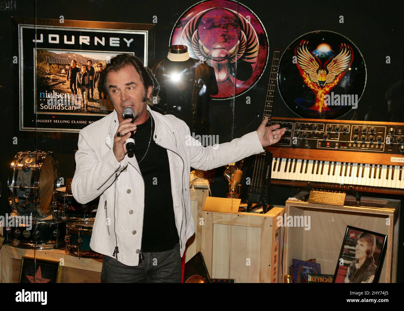 Jonathan Cain as Journey and Neal Schon unveil memorabilia cases At Hard Rock Hotel & Casino, Las Vegas. Stock Photo