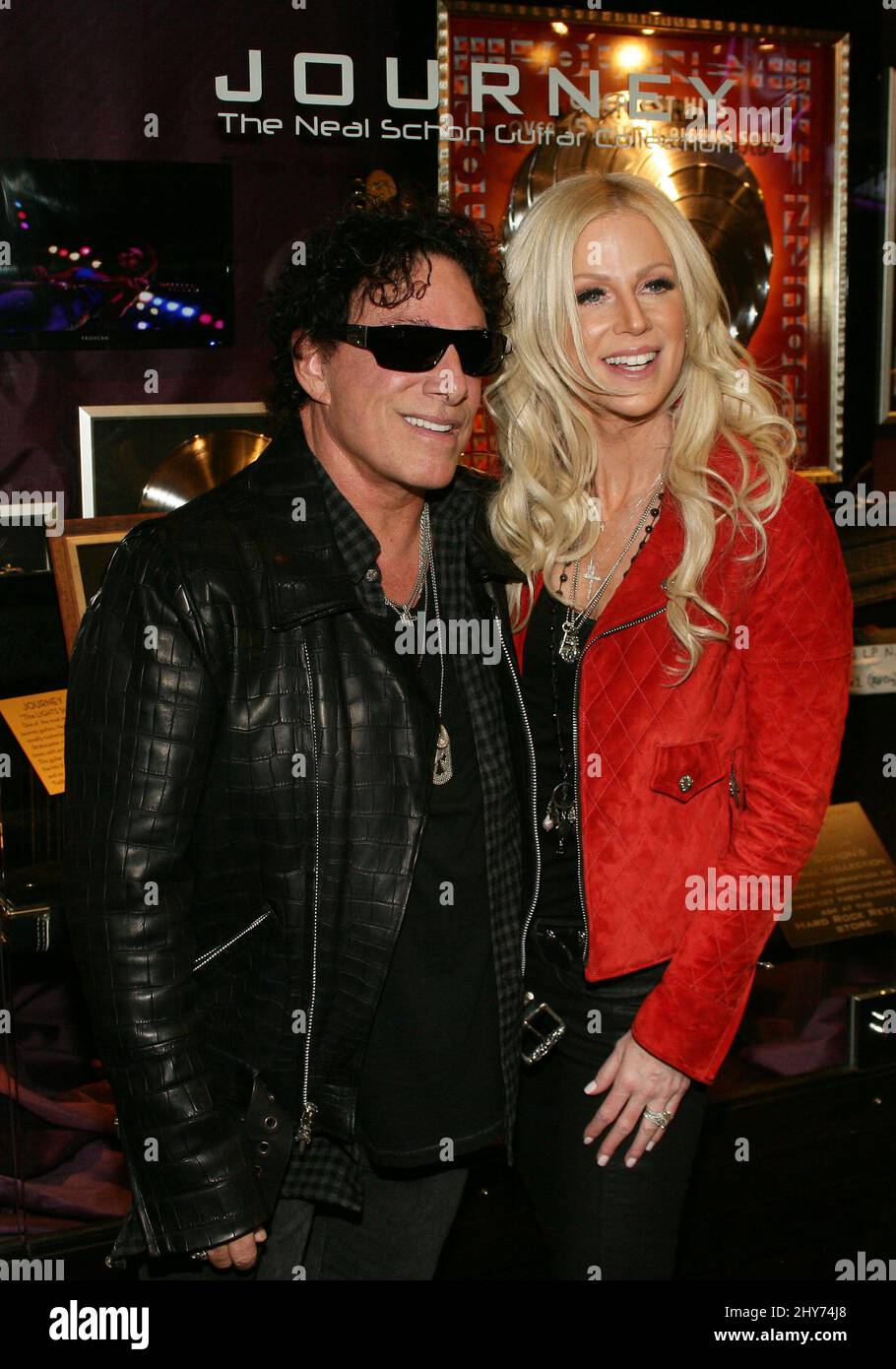 Neal Schon, Michaele Schon as Journey and Neal Schon unveil memorabilia cases At Hard Rock Hotel & Casino, Las Vegas. Stock Photo