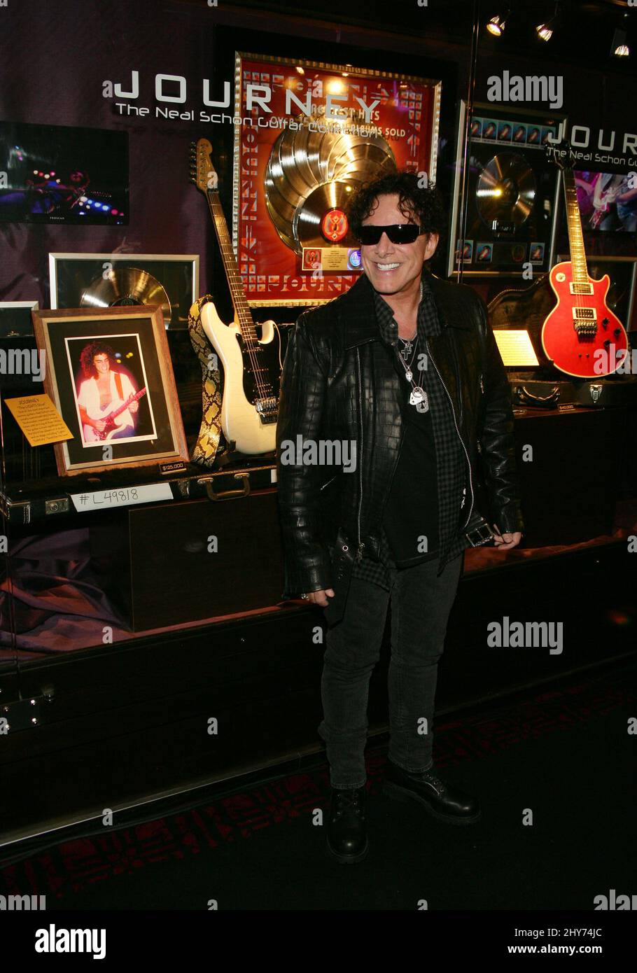 Neal Schon as Journey and Neal Schon unveil memorabilia cases At Hard Rock Hotel & Casino, Las Vegas. Stock Photo