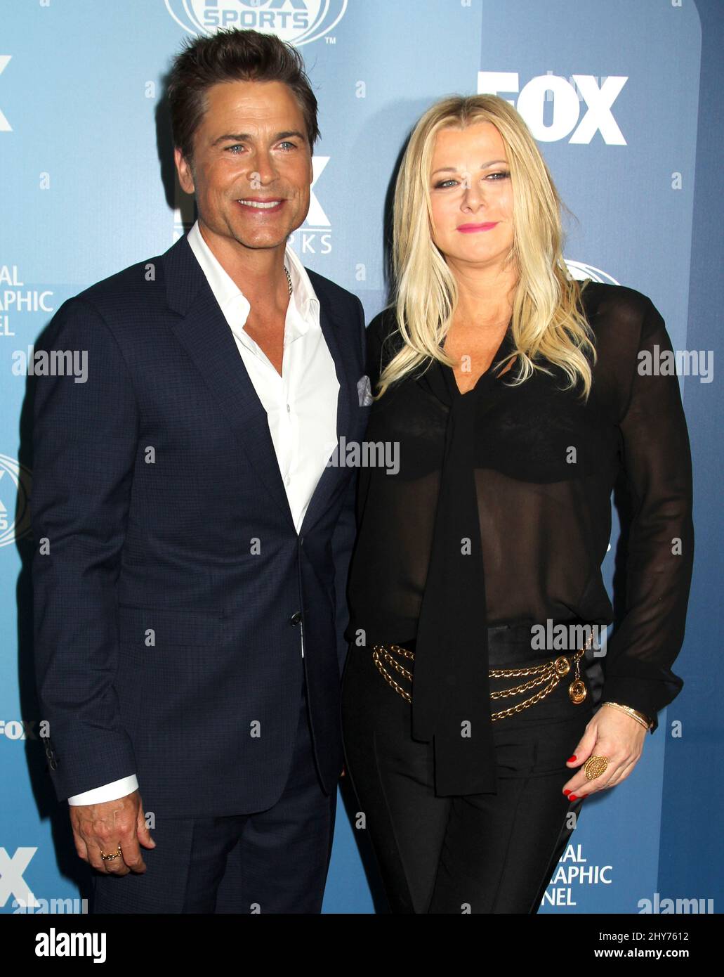 Rob Lowe and Sheryl Berkoff (wife) attending the 2015 Fox Upfront Presentation in New York. Stock Photo