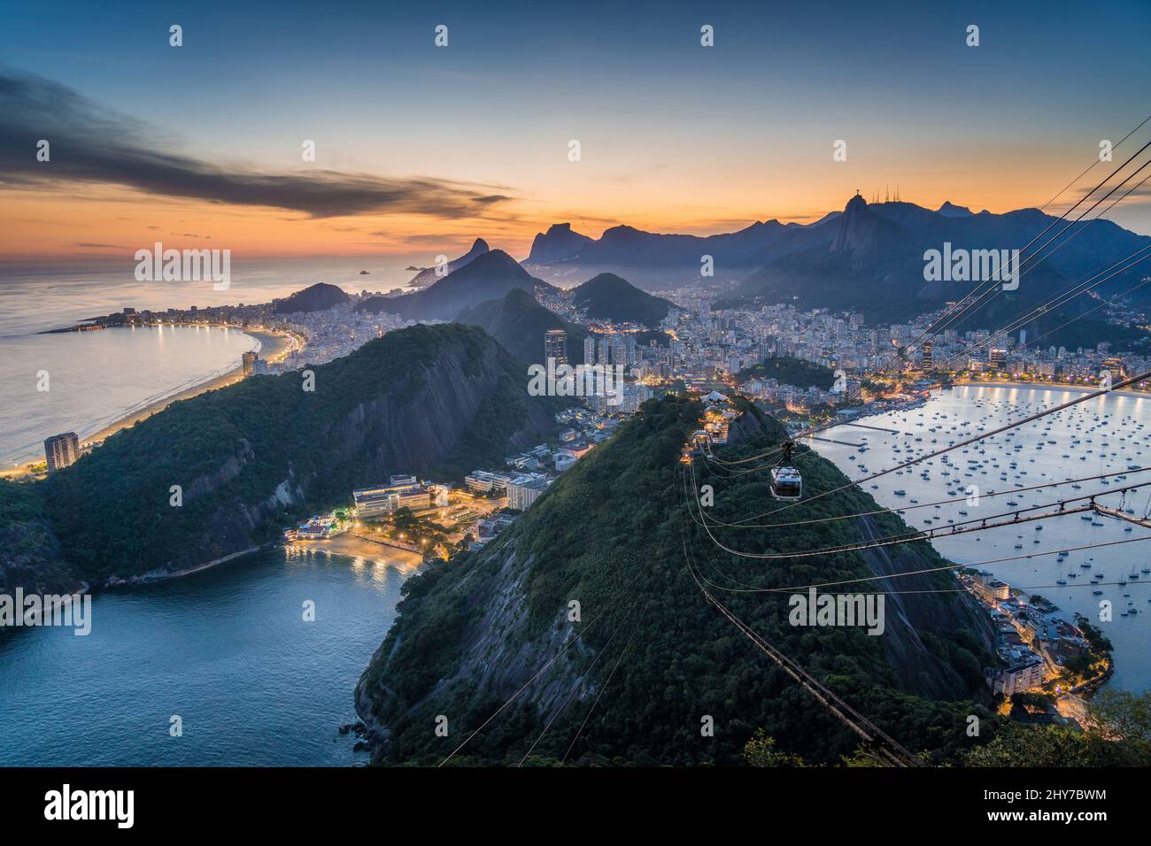 Rio de Janeiro cityscape at sunset, Brazil, South America. Stock Photo