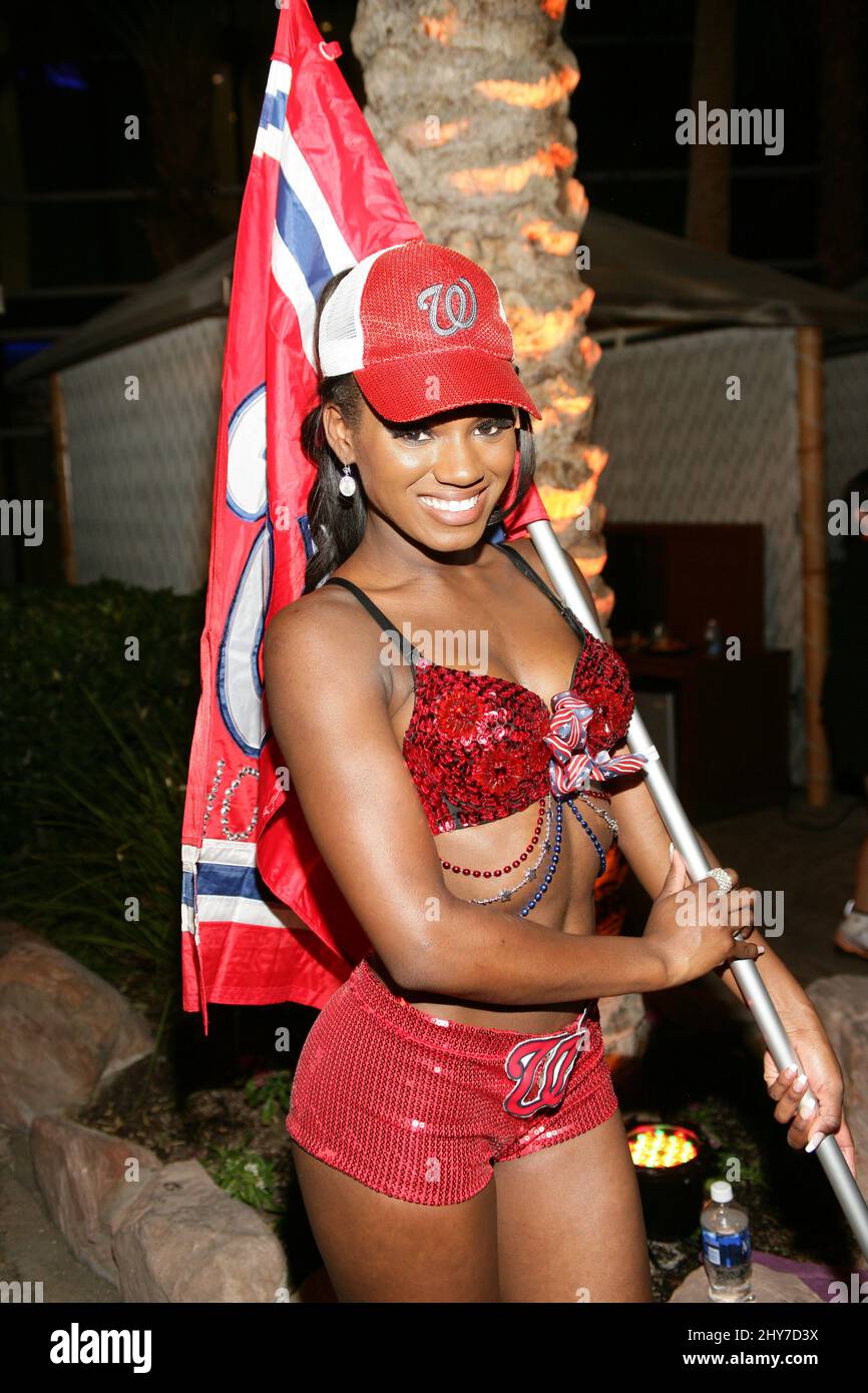 Alysia Smith from Chantilly, VA (wearing a Washington Nationals Baseball costume) during Hooters Pageant Preview, Hard Rock Hotel and Casino Stock Photo