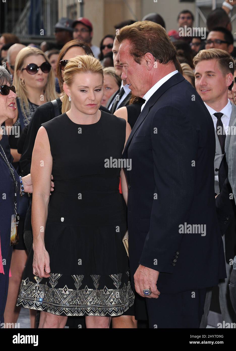 Arnold Schwarzenegger and Heather Milligan attending "Terminator