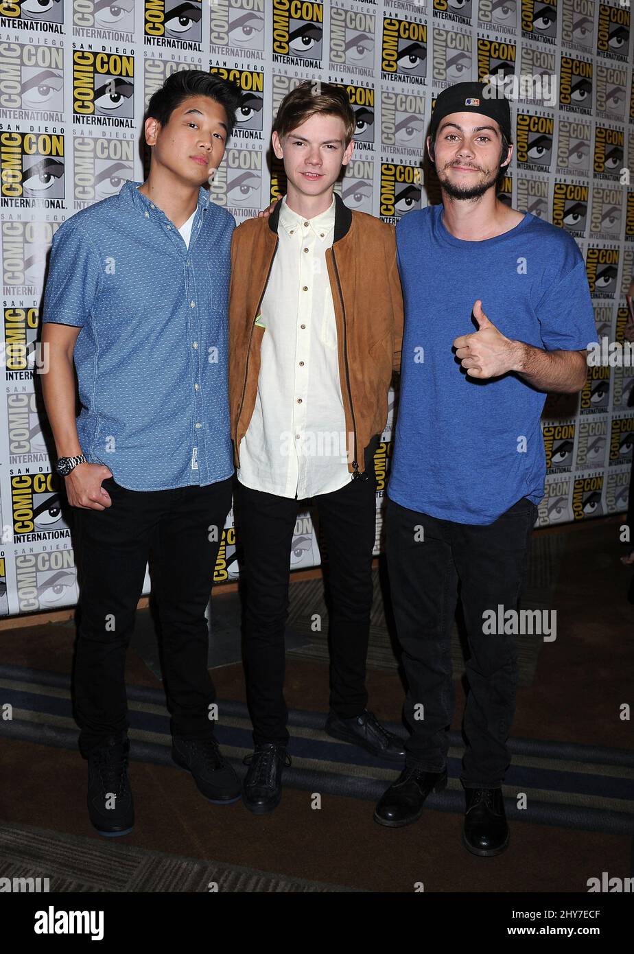 Ki Hong Lee, Thomas BrodieSangster and Dylan O'Brien attending the