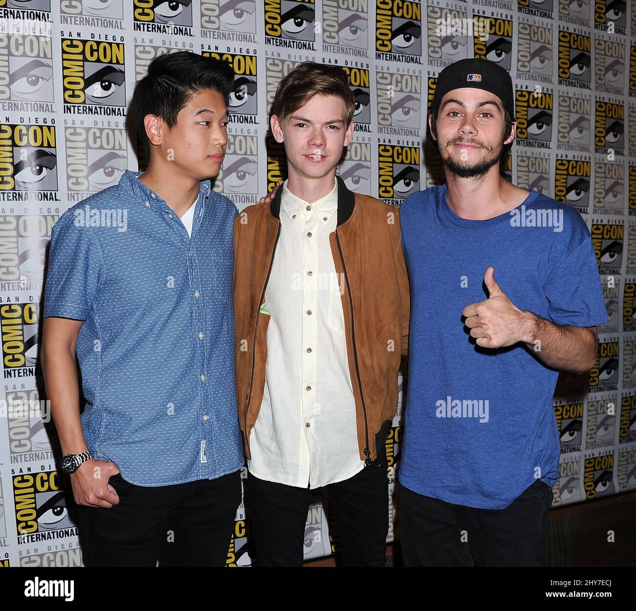 Ki Hong Lee, Thomas BrodieSangster and Dylan O'Brien attending the