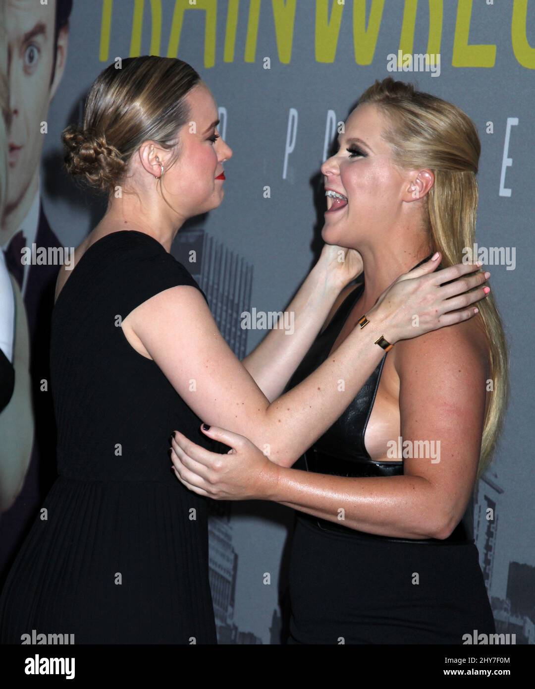 Brie Larson and Amy Schumer attending the premiere of Trainwreck in New