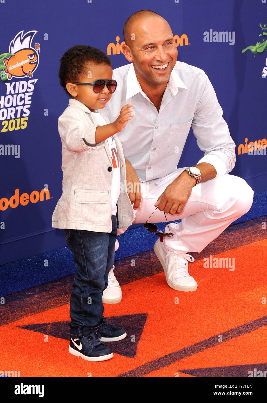 Jalen Jeter, Derek Jeter attending the Nickelodeon Kids' Choice Sports  Awards 2015 held at UCLA's Pauley Pavilion in Los Angeles, USA Stock Photo  - Alamy