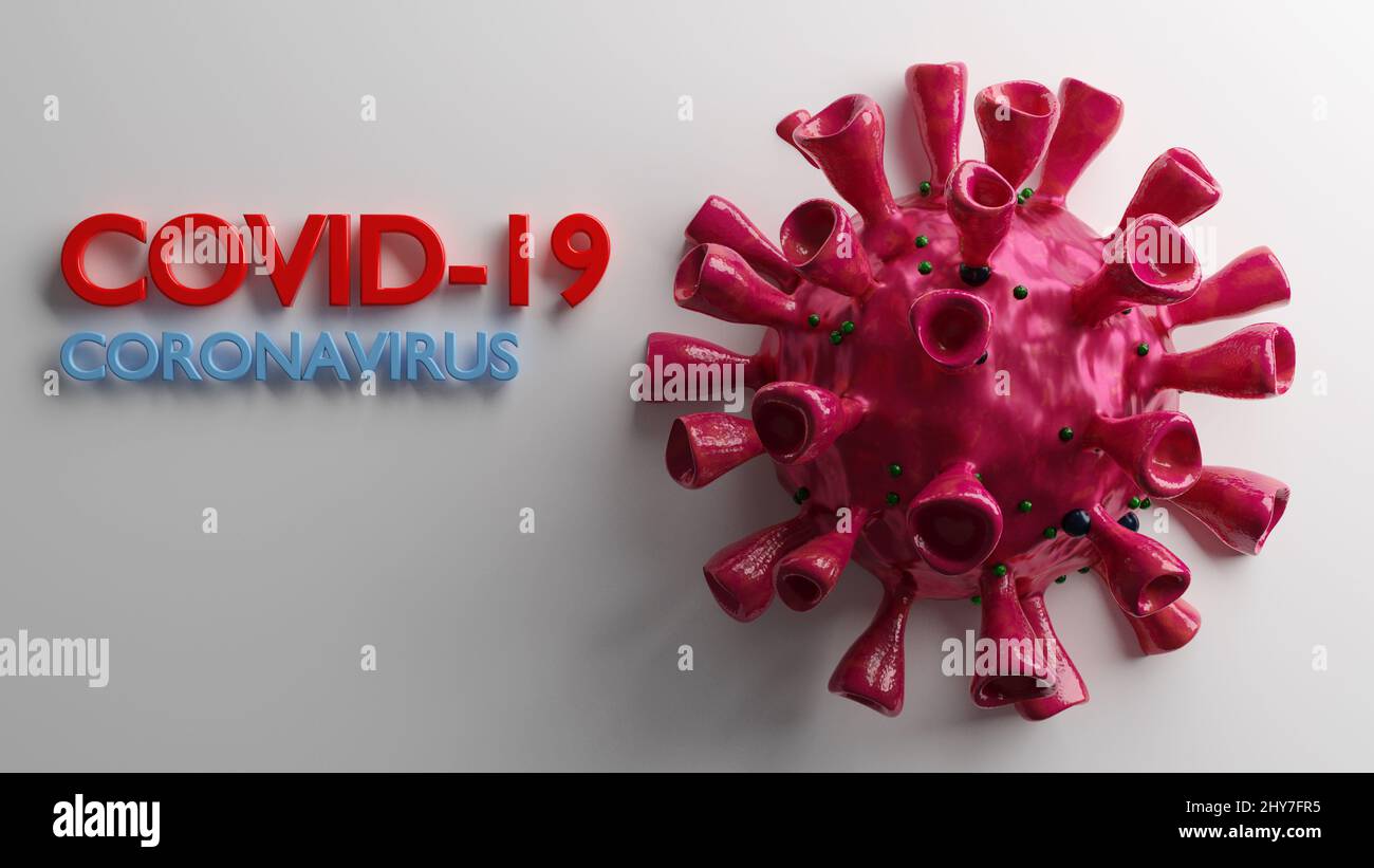Flu Cell Model Microscopic view of influenza virus cells. 3D medical illustration ...