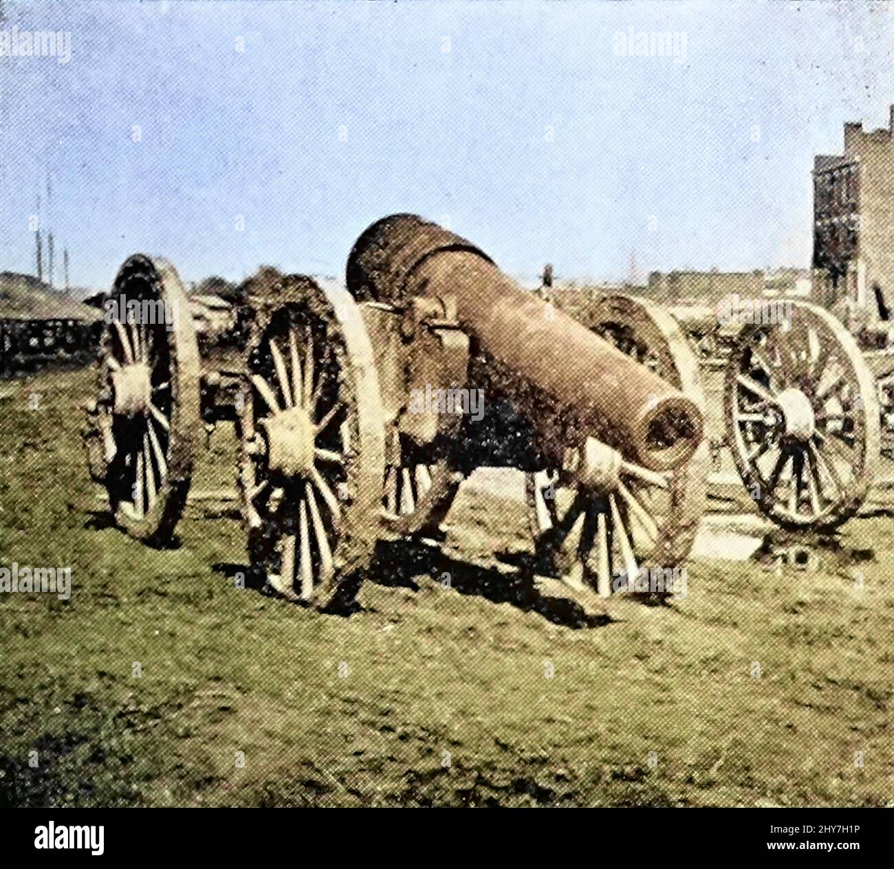 Machine colored Civil War Cannon from the book ' A history of the Fifth regiment, New Hampshire volunteers, in the American civil war, 1861-1865 ' by William Child, Published in 1893 Stock Photo