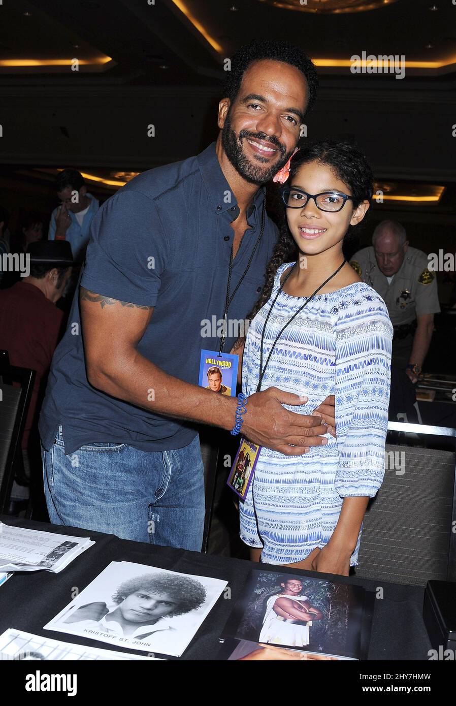 Kristoff St. John and Lola St. John attending the Hollywood Show 2015 held at the Westin Los Angeles Airport in Los Angeles, California. Stock Photo