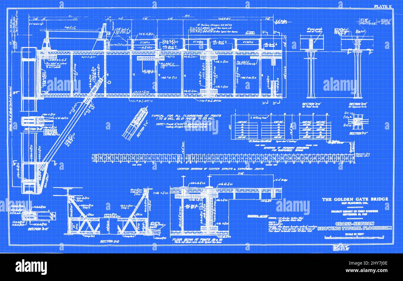 Cross section showing typical floorbeam from The Golden Gate