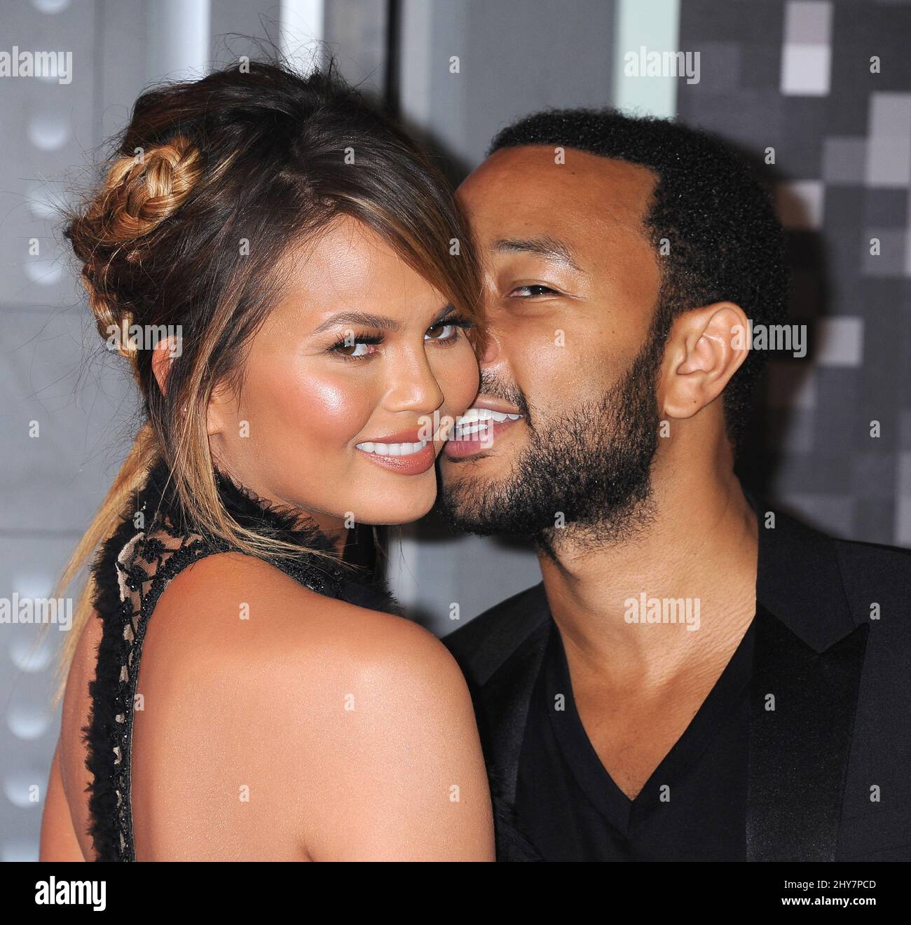 Chrissy Teigen, John Legend arriving on the red carpet at the MTV Video