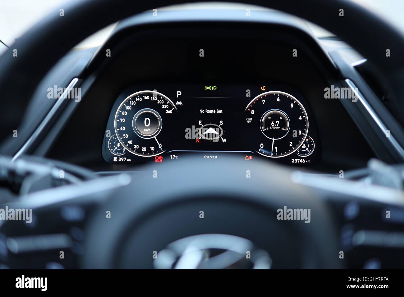 Compass Speedometer Closeup of a car dashboard with speedometer, odometer, and compass ...