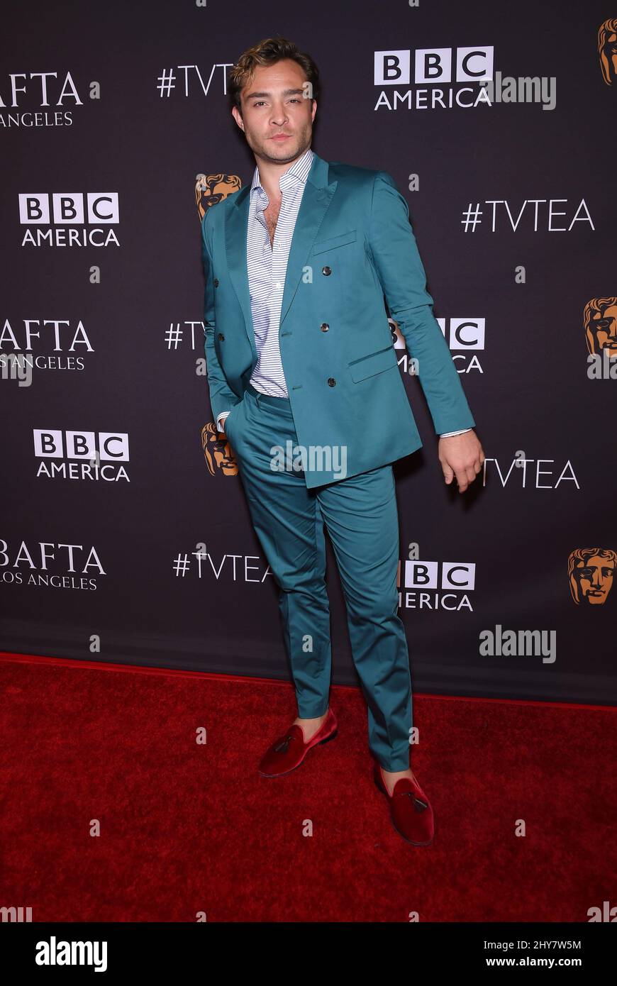 Ed Westwick arriving at the 2015 BAFTA Los Angeles TV Tea Party Stock Photo