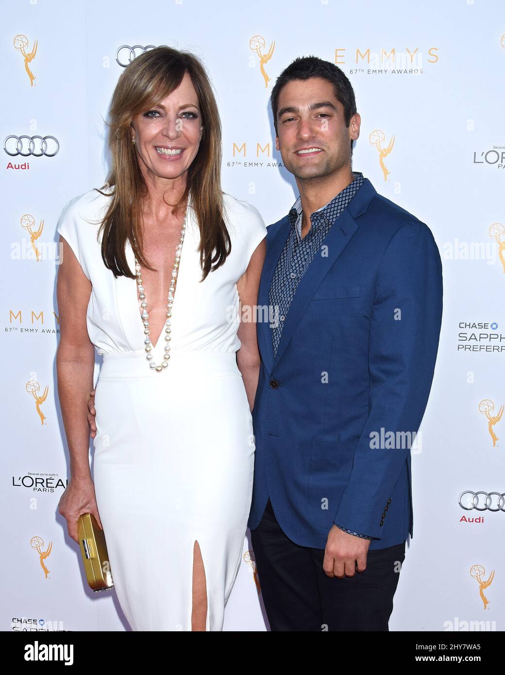 Allison Janney and Philip Joncas arriving at the Television Academy's 67th Emmy Awards Performers Nominee Reception held at Spectra by Wolfgang Puck at the Pacific Design Center Stock Photo