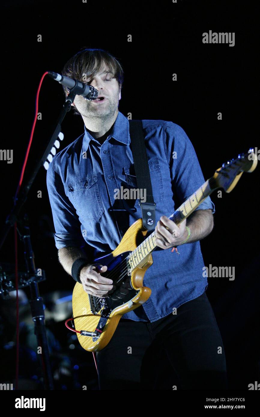 Ben Gibbard of Death Cab for Cutie performs during the Life is Beautiful festival on in Las Vegas, Sunday, Sept. 27, 2015. Stock Photo