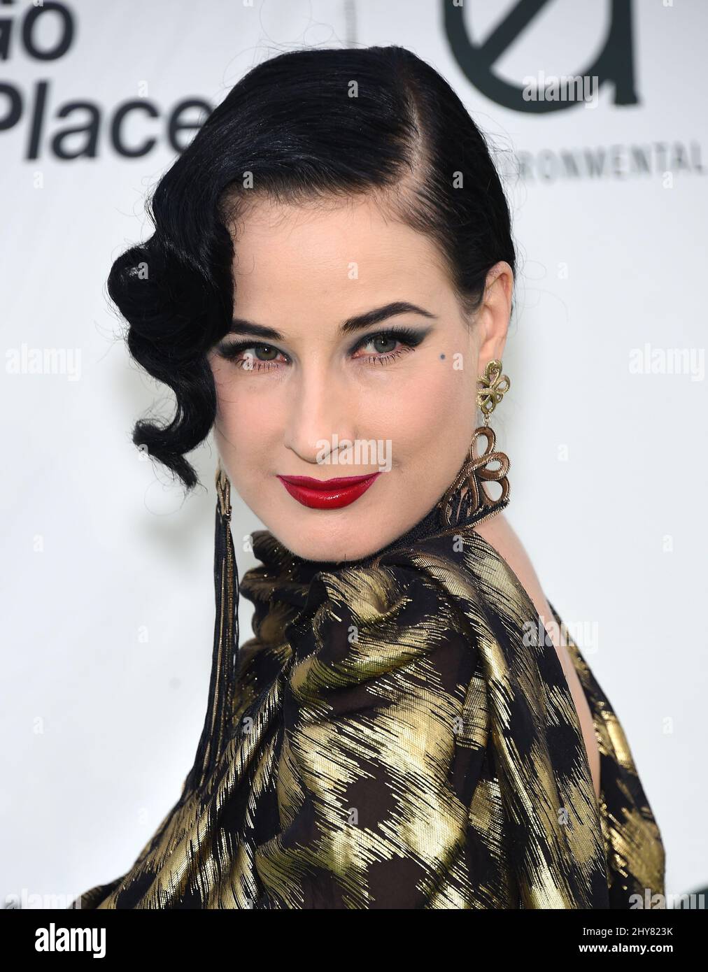 Dita Von Teese attending the 25th Anniversary of the Environmental Media Association held at Warner Brother Studios Lot Stock Photo