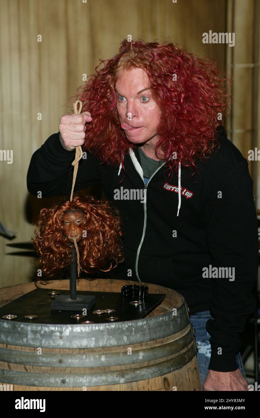 Carrot Top unveils his shrunken head at The Golden Tiki in Las Vegas
