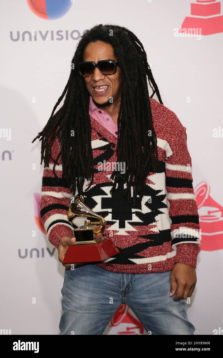 Tego Calderon poses in the press room at the 16th annual Latin Grammy ...