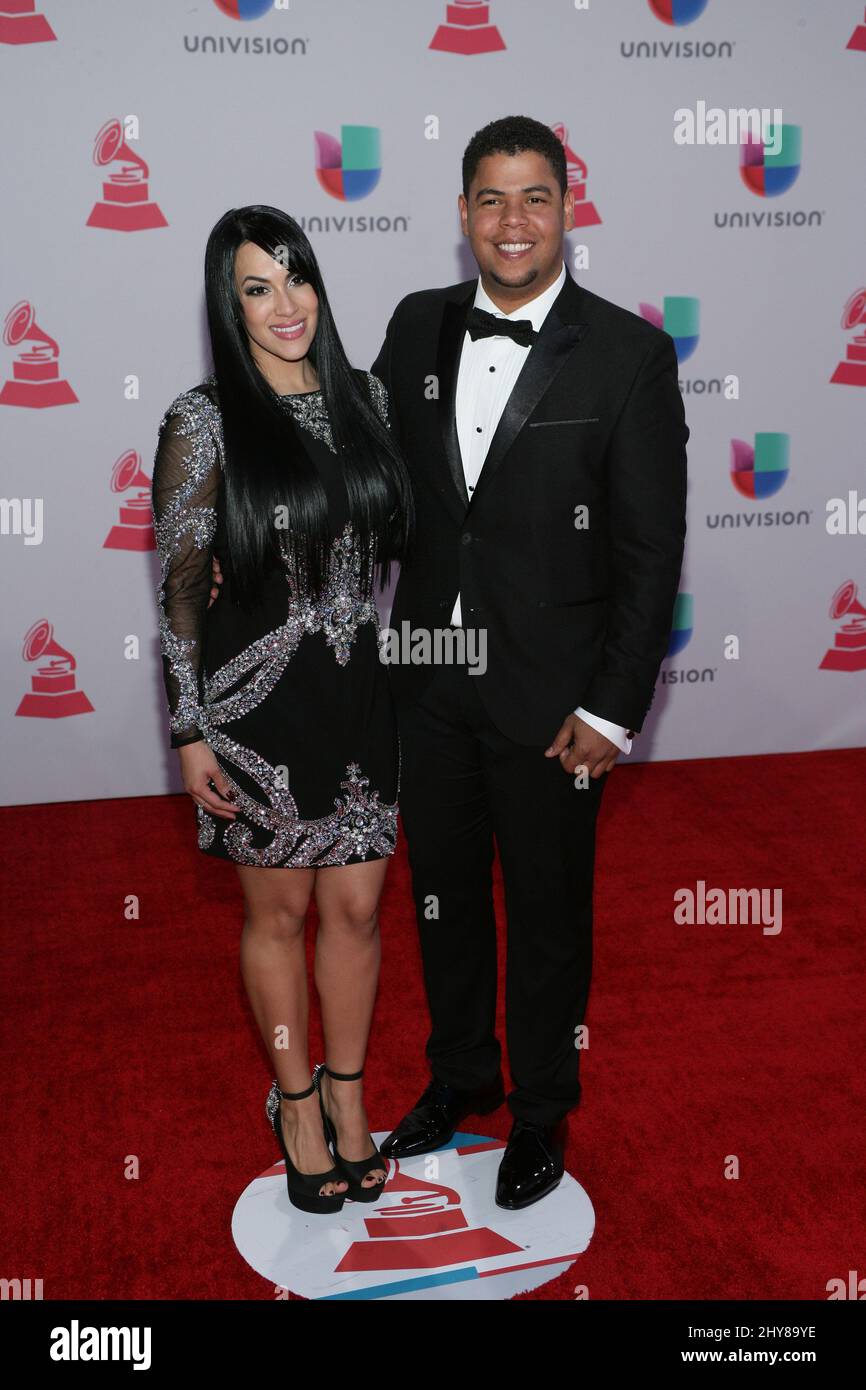 Guest, Tercer Cielo attends the 2015 Latin Grammy Awards on November 19, 2015 at the MGM Grand Arena in Las Vegas, Nevada. Stock Photo