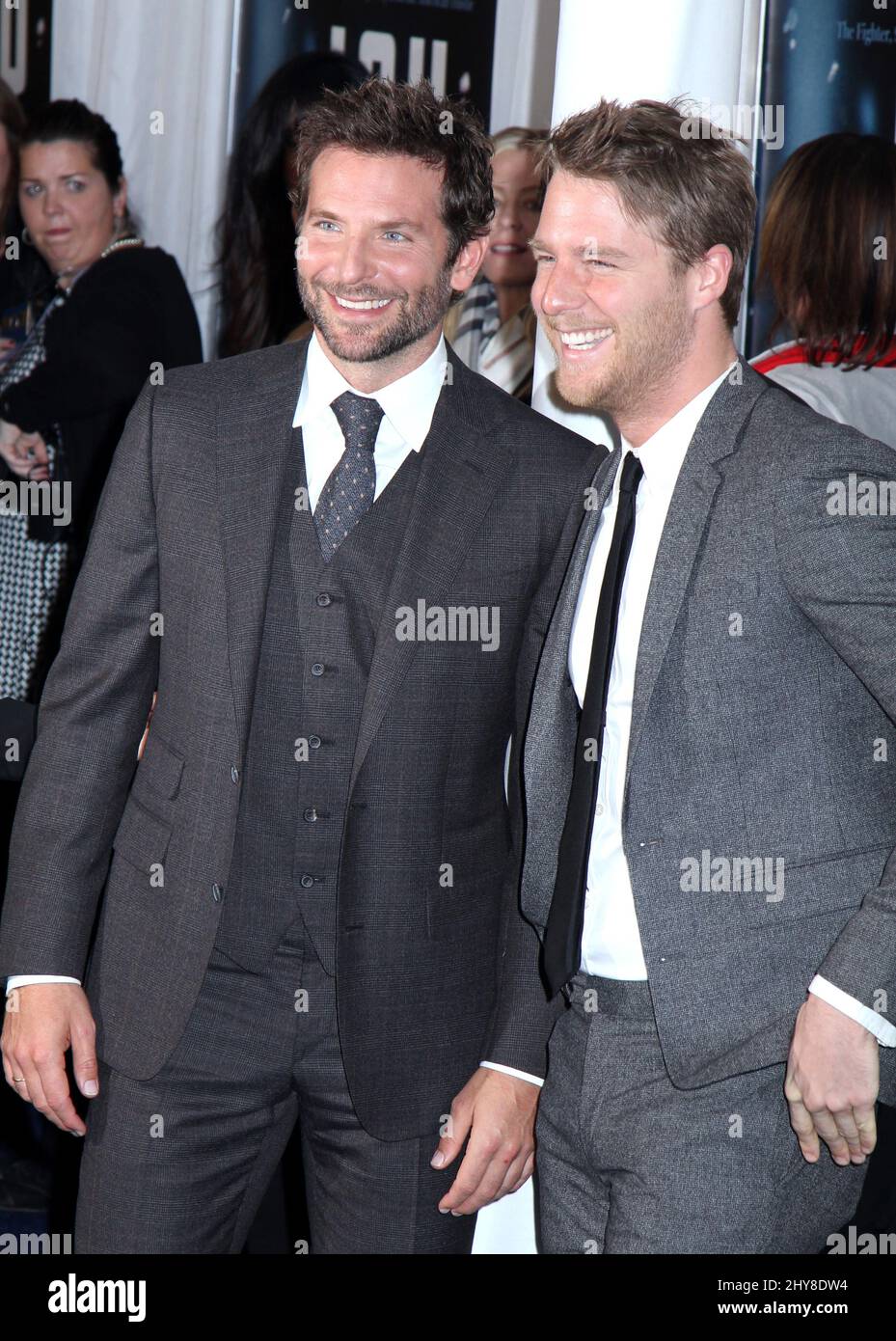 Bradley Cooper and James McDorman 'Joy' New York Premiere - Held at The Ziegfeld Theater on December 13, 2015. Stock Photo