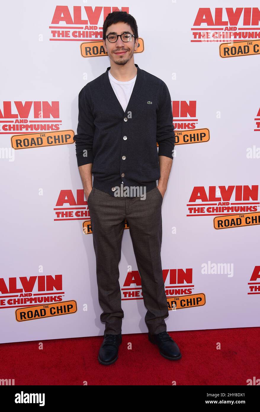 Justin Long 'Alvin and the Chipmunks: The Road Chip' Los Angeles Premiere held at the Zanuck Theater on the Fox Lot. Stock Photo