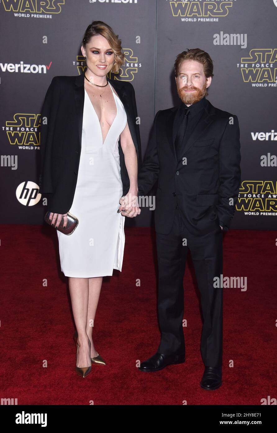 Clare Grant and Seth Green 'Star Wars: The Force Awakens' World Premiere held at the Dolby Theatre Stock Photo