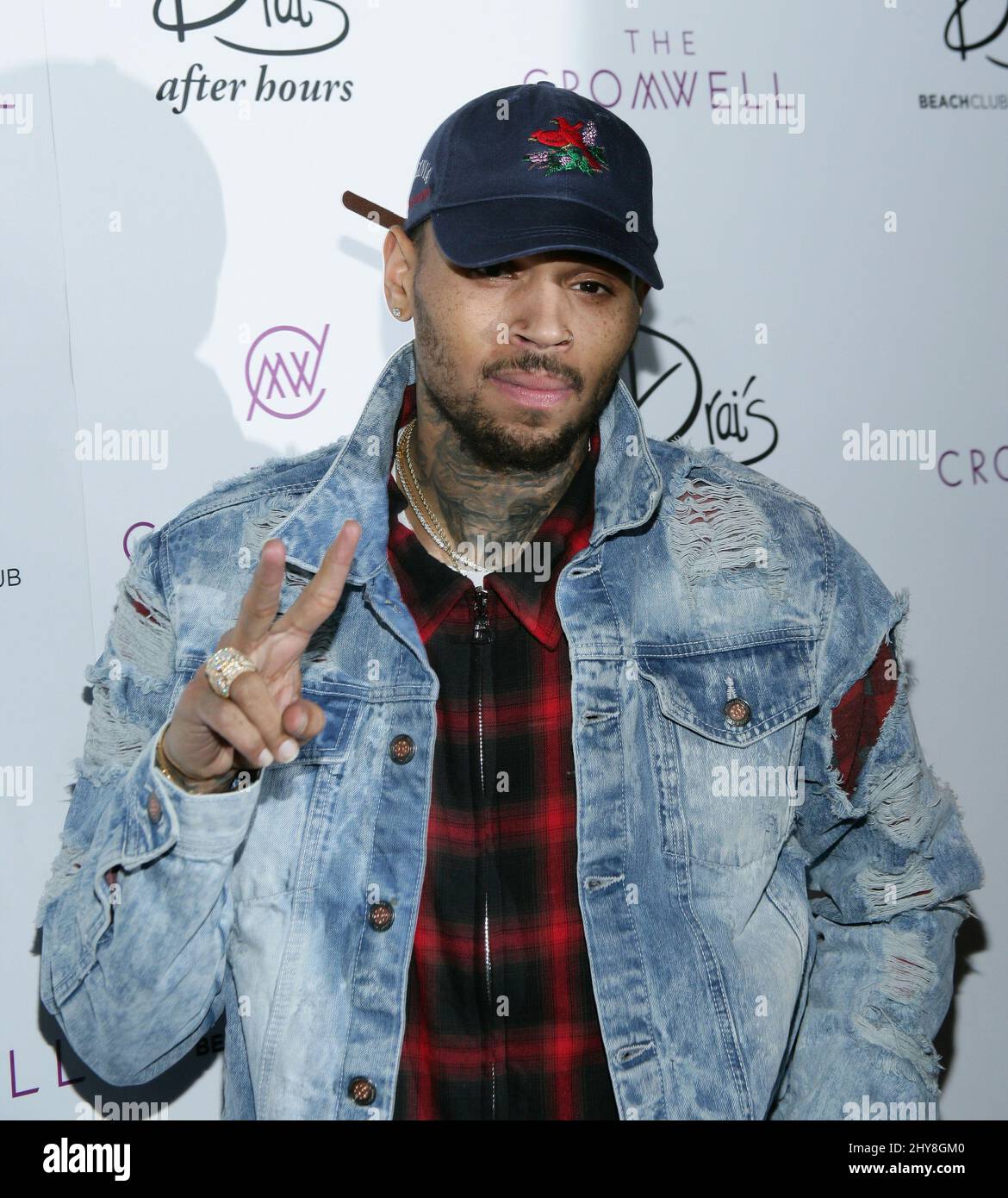 Chris Brown arriving as Drai's LIVE Resident Artist Delivers his First Performance of 2016 at Drai's Nightclub, The Cromwell Stock Photo