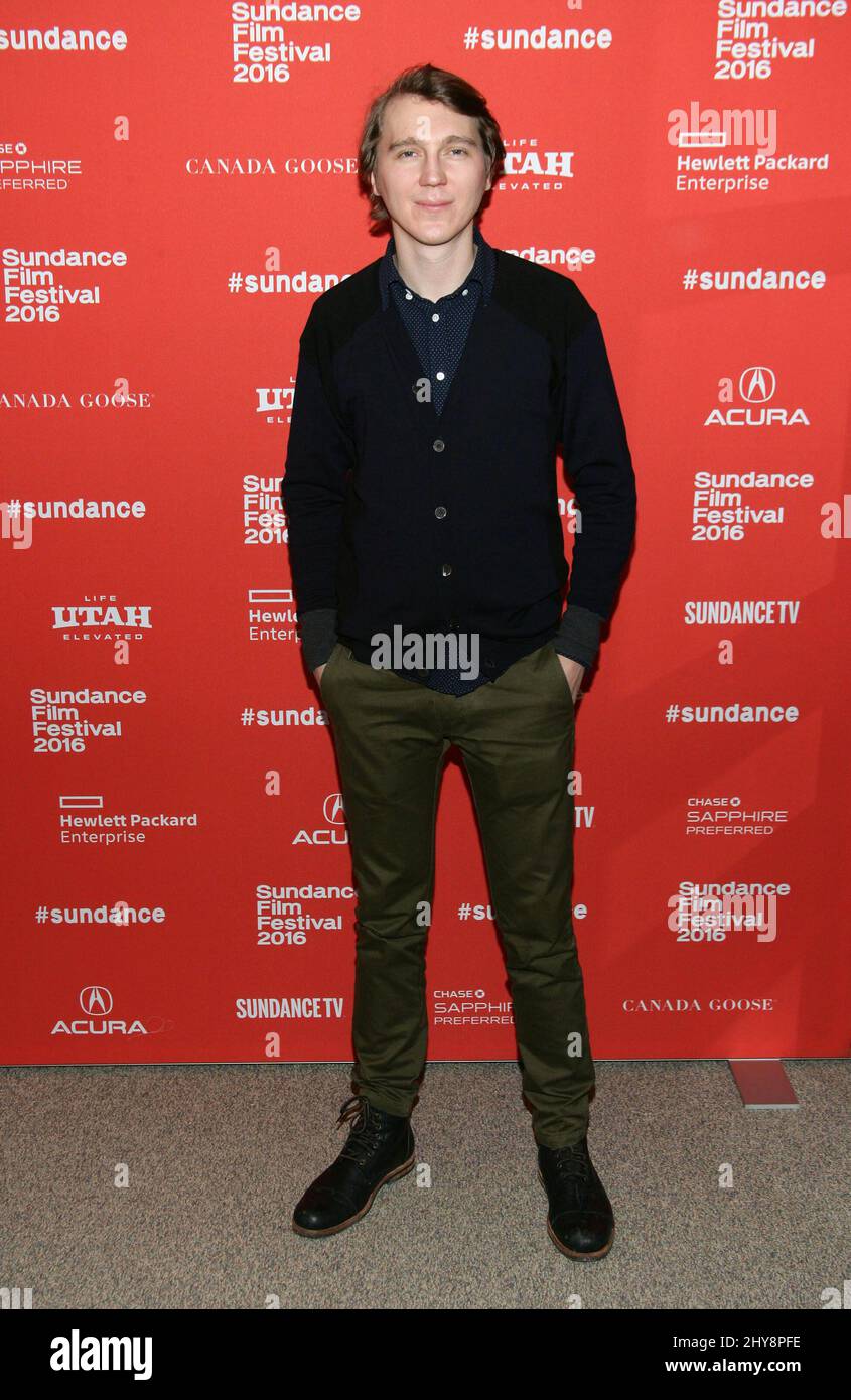 Paul Dano during the Swiss Army Man Premiere at the Sundance Film Festival 2016, The Eccles Theatre in Park City Utah, USA. Stock Photo