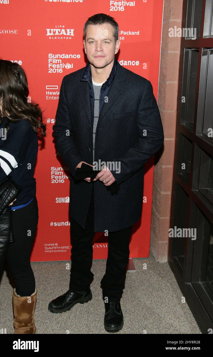 Matt Damon attending the 'Manchester By The Sea' Premiere at Sundance Film Festival 2016 held at The Eccles Center Theatre Stock Photo