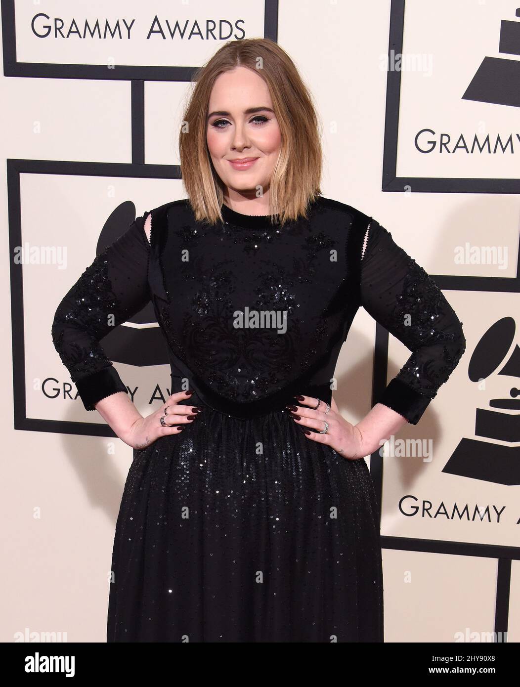 Adele arriving at the 58th Annual Grammy Awards held at Staples Center, Los Angeles Stock Photo