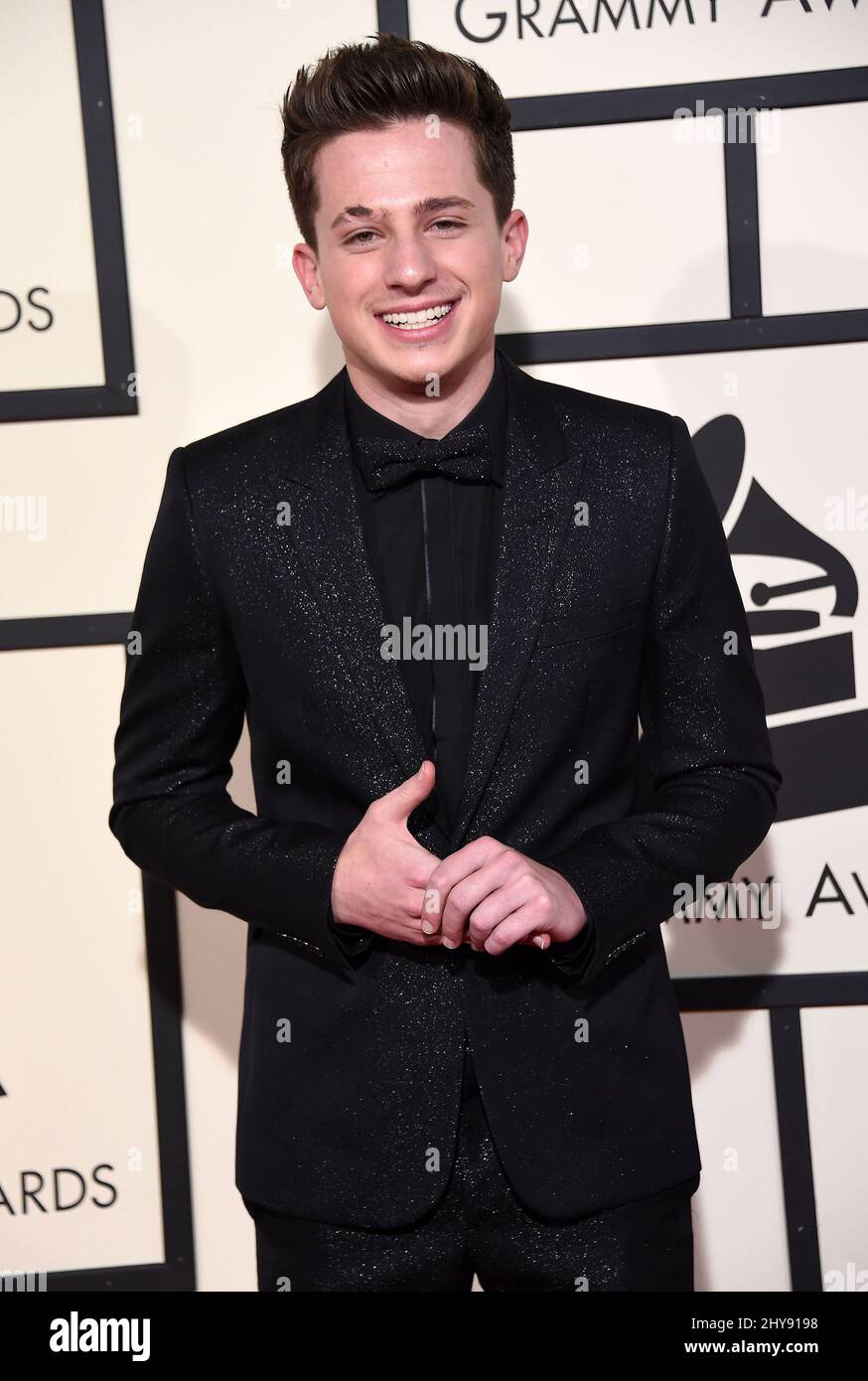 Charlie Puth arriving at the 58th Annual Grammy Awards held at Staples