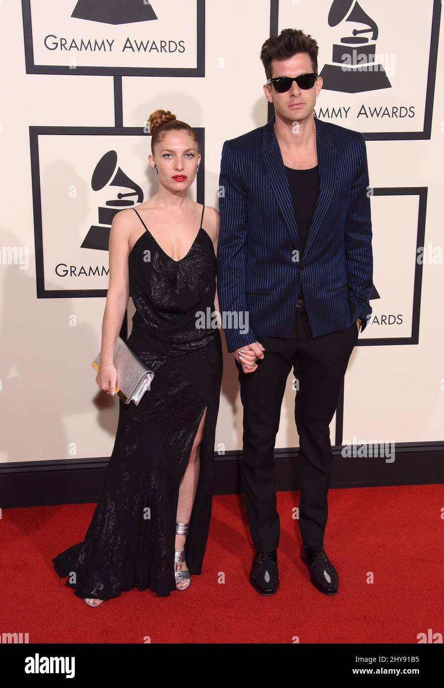Mark Ronson, Josephine De La Baume arriving at the 58th Annual Grammy Awards held at Staples Center, Los Angeles Stock Photo
