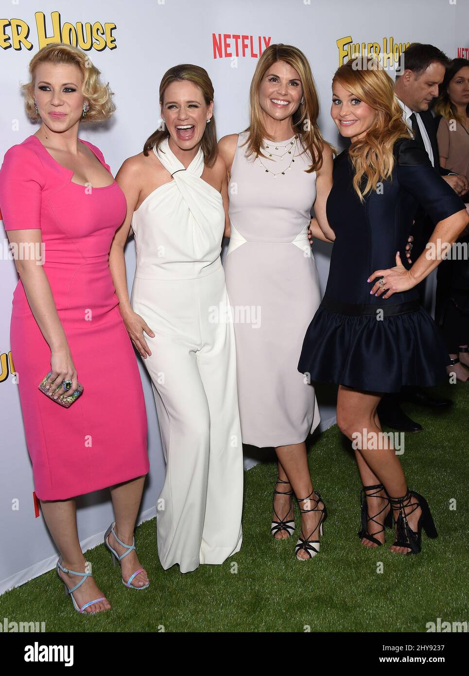 Candace Cameron Bure, Lori Loughlin, Jodie Sweetin & Andrea Barb attending the Nextflix 'The Fuller House' premiere held at The Grove, Pacific Theatres, Los Angeles, Ca, February 16, 2016. Stock Photo