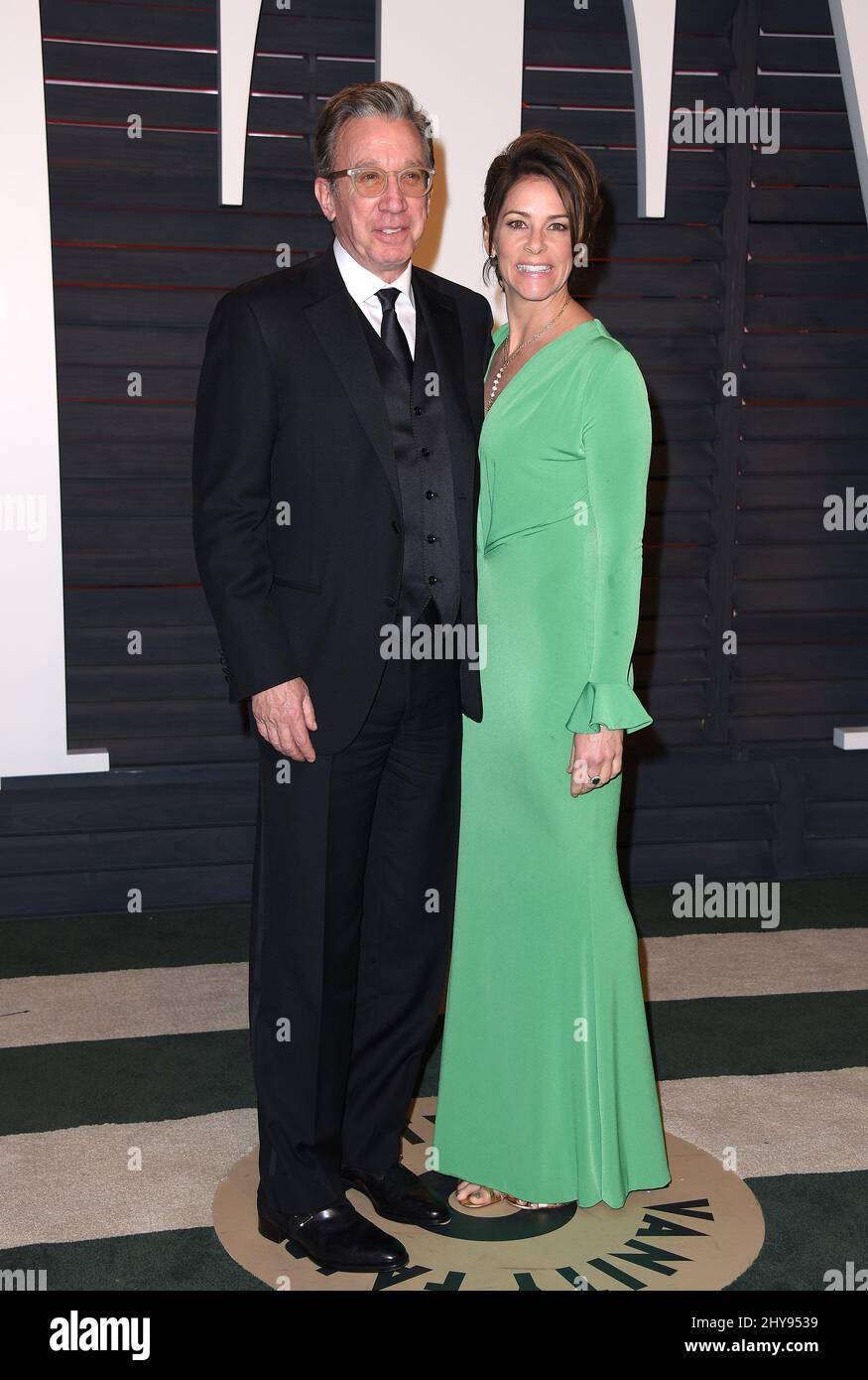 Tim Allen and Jane Hajduk attending the 2016 Vanity Fair Oscar Party Hosted By Graydon Carter held at the Wallis Annenberg Center for the Performing Arts Stock Photo